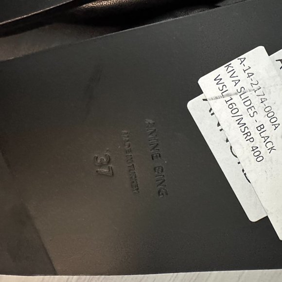 ❌SOLD❌Anine Bing Kiva Slide Sandals Sz 37 Black Leather Padded Crossover Straps - Picture 9 of 9